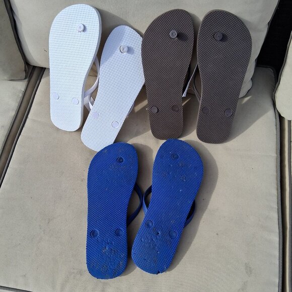 3 Pair Old Navy Flip Flops Sandals Brown & White Women's Size 9 NWT Blue Used - Picture 2 of 4